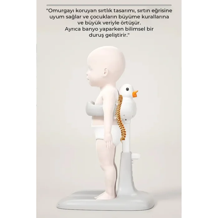 Bebek Yıkama Yardımcısı Ayarlanabilir Yükseklikli Ergonomik Bebek Banyo Ördekli