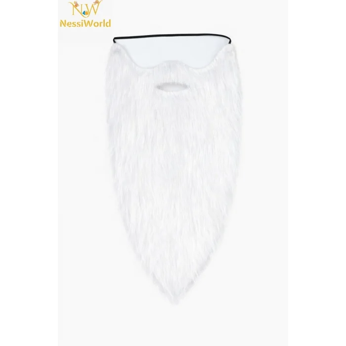 Beyaz Renk Lastikli Uzun Takma Sakal 40 cm