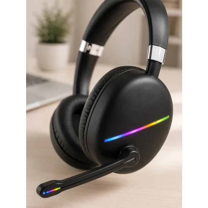 Bluetooth 5.0 RGB Işıklı Mikrofonlu Kablosuz Kulak Üstü Kulaklık