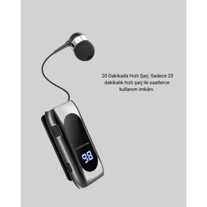 Bluetooth 5.2 Klipsli Kablosuz Kulaklık – Dijital Ekran & Titreşimli Uyarı