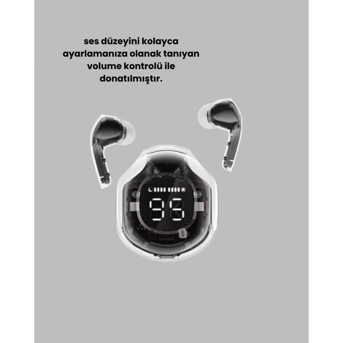 Bluetooth 5.3 Kablosuz Kulaklık 30mm Sürücü LED Ekranlı Mikrofonlu