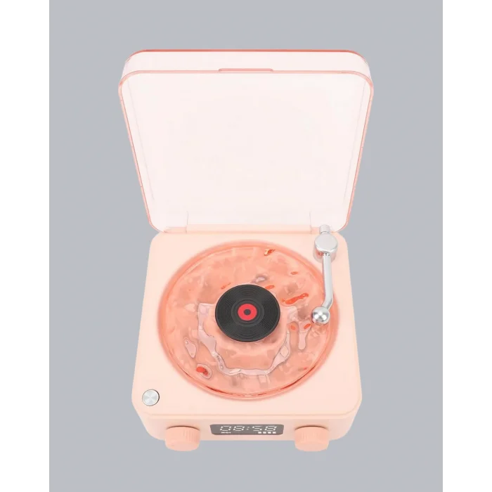 Bluetooth Hoparlörlü Gece Lambası Dijital Saatli Şeffaf Su Dalgası Işıklı Dekoratif