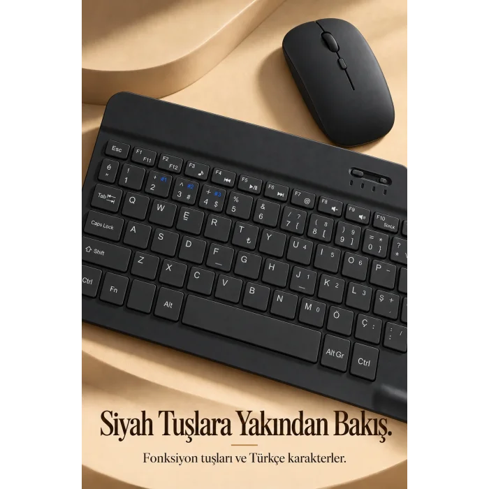Bluetooth Klavye Mouse Seti Türkçe Tuş Dizilimli Beyaz