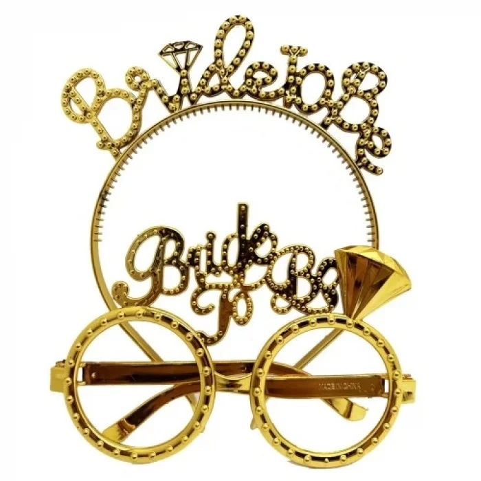 Bride To Be Taç ve Gözlük Seti - Altın Renk