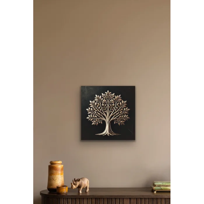 Bronz Ağaç Kanvas Tablo 60x60cm