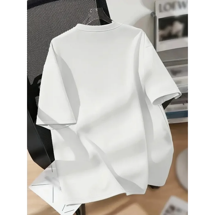 Brooklyn Harf Baskılı Düşük Omuzlu T-shirt, Rahat Kısa Kollu Bol T-shirt, Kadın Giyim - Beyaz