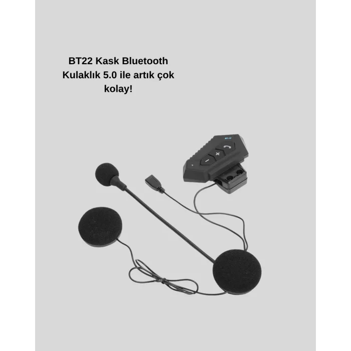 BT22 Kablosuz Kask Kulaklığı – Bluetooth 5.0 Intercom Su Geçirmez ve Uzun Ömürlü Batarya