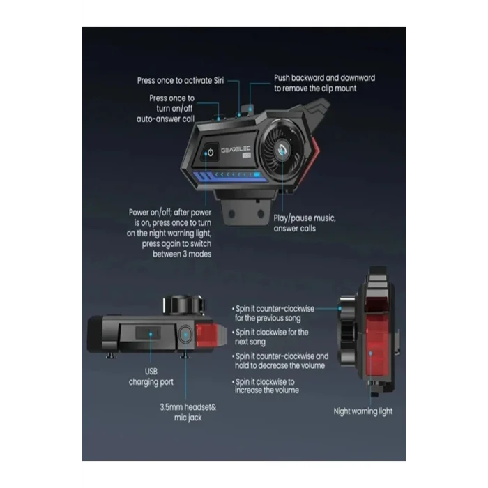 Bt57 Motosiklet Kask Kulaklık Intercom Işıklı Motorsiklet Interkom