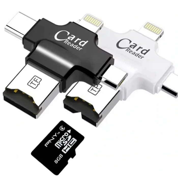 Card Reader 4in1 Type-C- İphone Lightning-Micro Usb Hafıza Kart Okuyucu-(5775)