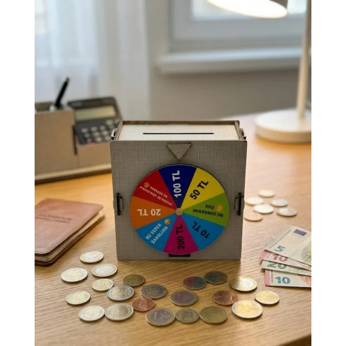 Çarkıfelek Oyunlu Ahşap Kumbara