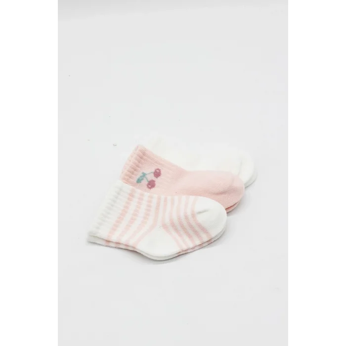 Cherry Girl 3lü Penye Soket Çorap 10138 Ekru