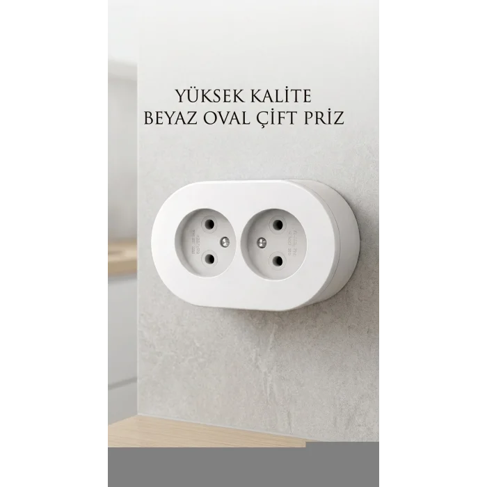 Çift Girişli Beyaz Sıva Üstü Modern Duvar Prizi
