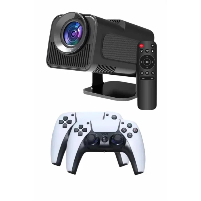 Çift Kollu Game Box Projeksiyon Cihazı Kumandalı Android Tv Dahili Hoparlör