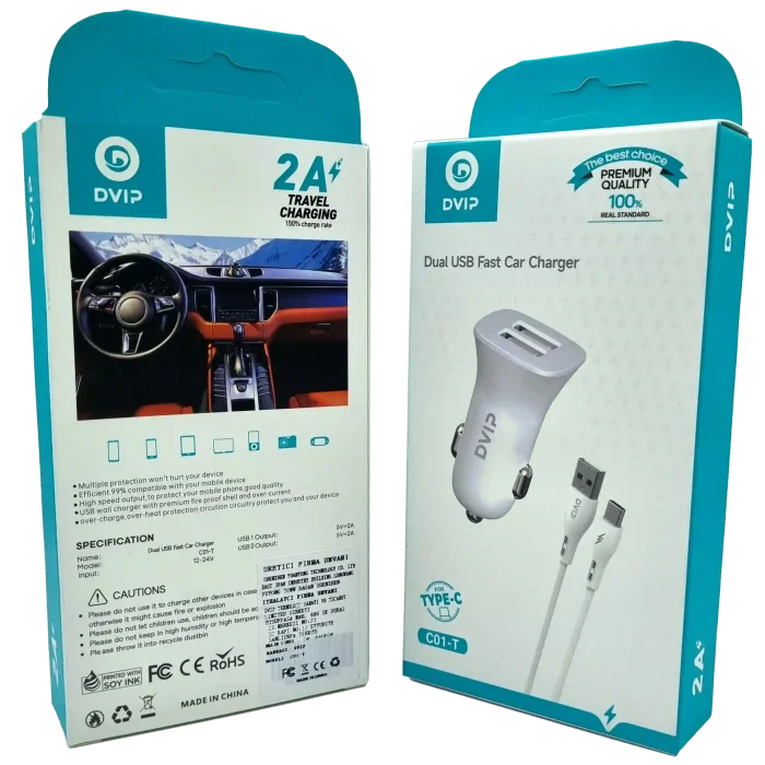 Çift Usb Girişli (Micro) Kablolu Araç Şarj Aleti Dvip C01-M