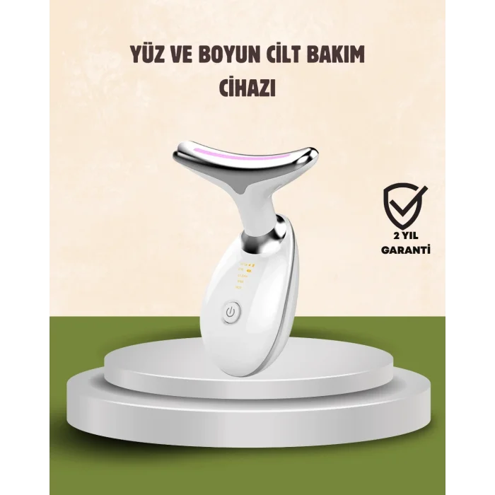 Cilt Yenileyici Şarjlı Güzellik Aleti – Pozitif/Negatif İyon, Titreşimli Masaj ve Kırmızı-Mavi-Yeşil Işıkla