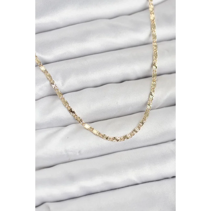 CM 14K Gold Renk Lazerli Zincir Model Kadın Kolye