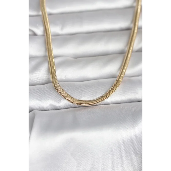 CM 14K Gold Renk Yassı Yılan Zincir Model 45 cm Kadın Kolye