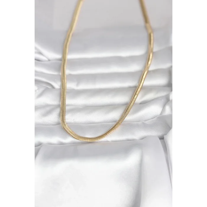 CM 14K Gold Renk Yassı Yılan Zincir Model 45 cm Kadın Kolye
