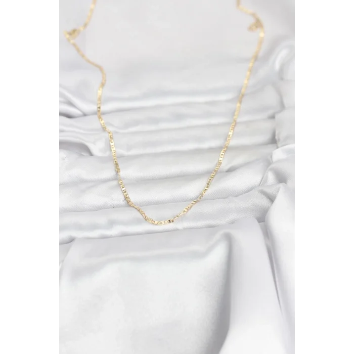 CM 14K Gold Renk Yassı Zincir Model 60 cm Kadın Kolye