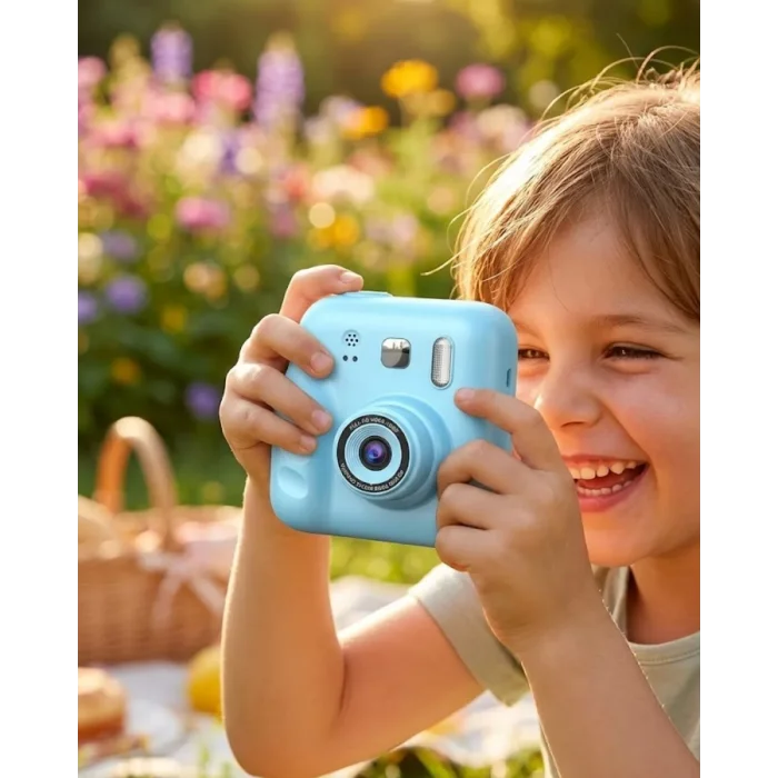 Çocuk Kamera Anında Baskı Özellikli 4 Rulo Kağıt ve 5 Kalem Hediyeli