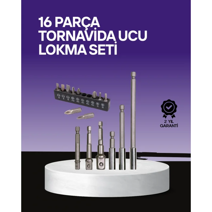 Çok Amaçlı 16lı Bits Uç Seti Dayanıklı Tornavida Adaptör