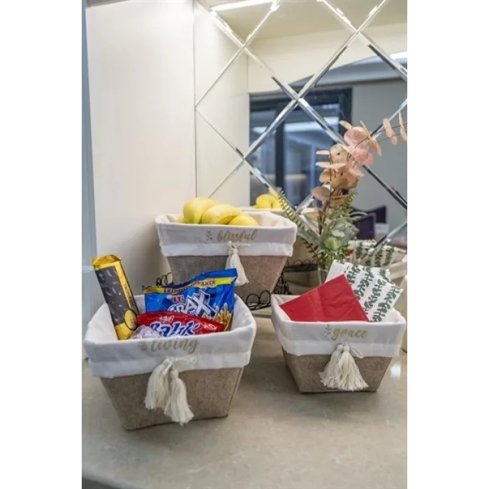 Çok Amaçlı Saklama Organizer Kutu Kare Keçe Sepet (mini) - 03433