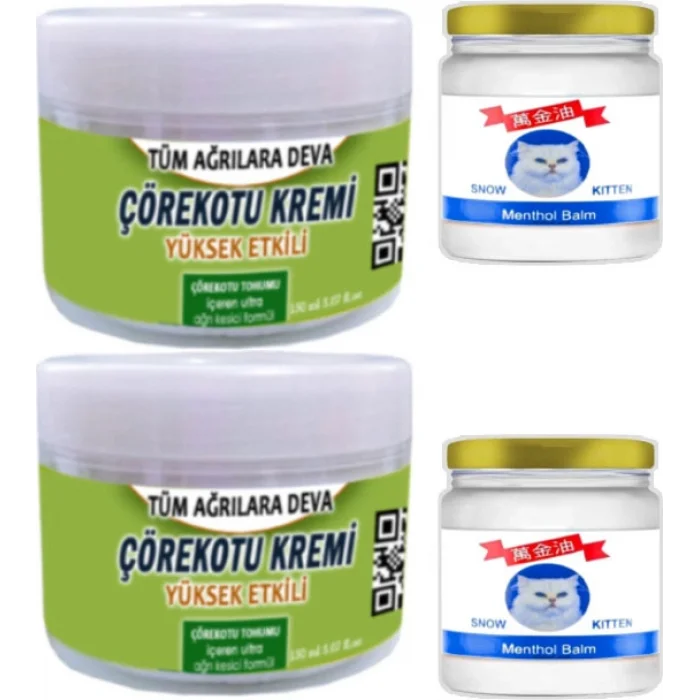 Çörek Otu Kremi 2 Adet  150 ml + 2 Adet Snow Kitten 50 ml Menthol Balm / Teskin Seti