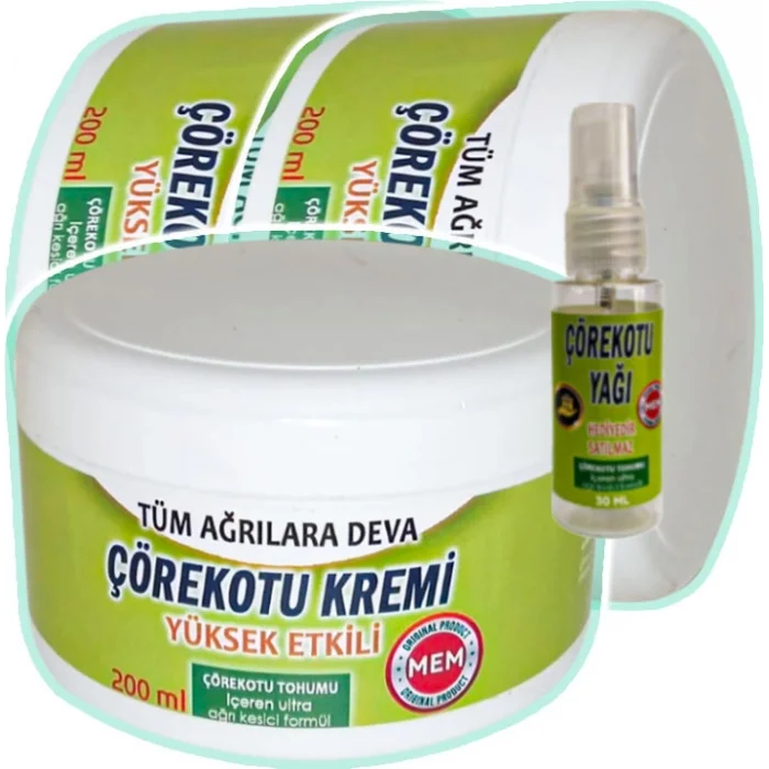 Çörek Otu Kremi 3 Adet 200 ml Yeşil Kavanoz + 30 ml Çörek Otu Yağı