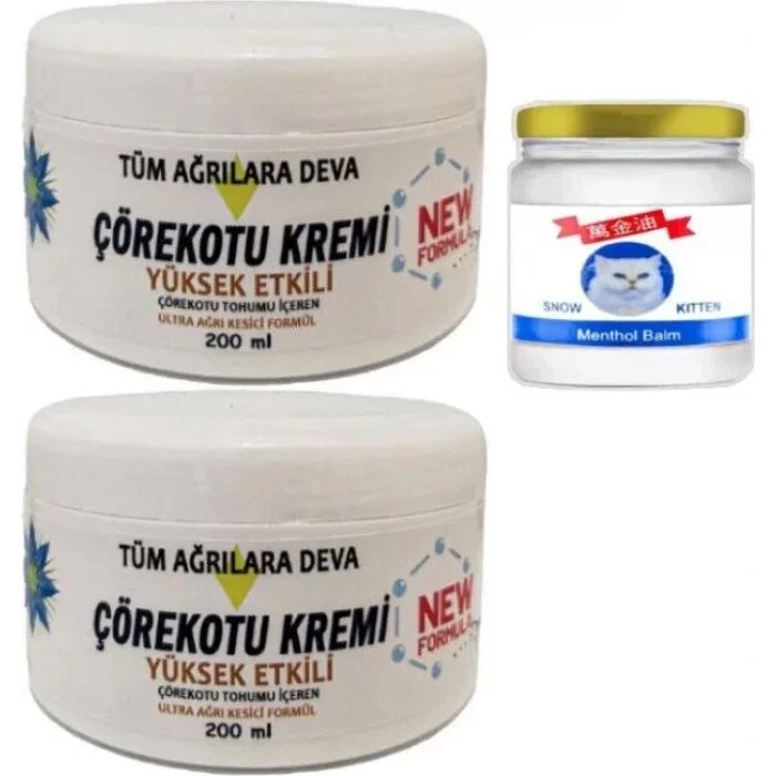 Çörek Otu Kremi Xl Boy 2X200 Ml+Snow Kitten 50 ml Menthol Balm