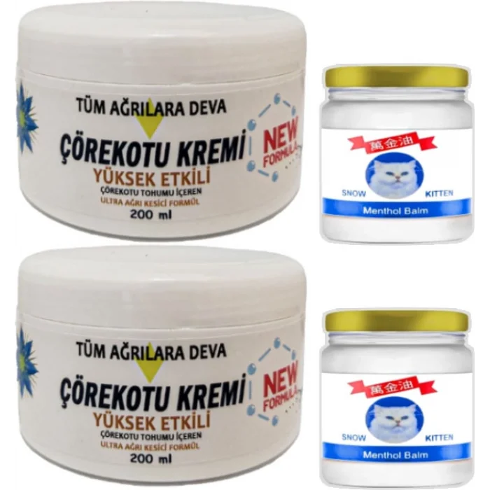 Çörekotu Çörek Otu Kremi White Box 2 Adet 200 ml + 2 Adet Snow Kitten 50 ml Menthol Balm / Seti