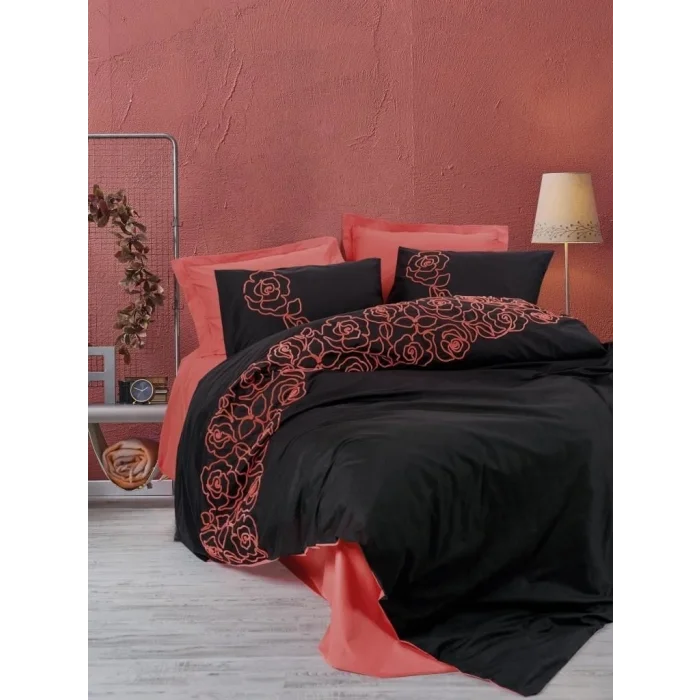 Cotton Box Brode Ranforce Çift Kişilik Nevresim Takımı Rosen Mercan