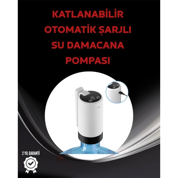 Damacana Üstü Akıllı Su Pompası | 3 Damacana Kullanım | 4W Güç | Micro USB Şarjlı | Katlanabilir & Taşınabilir