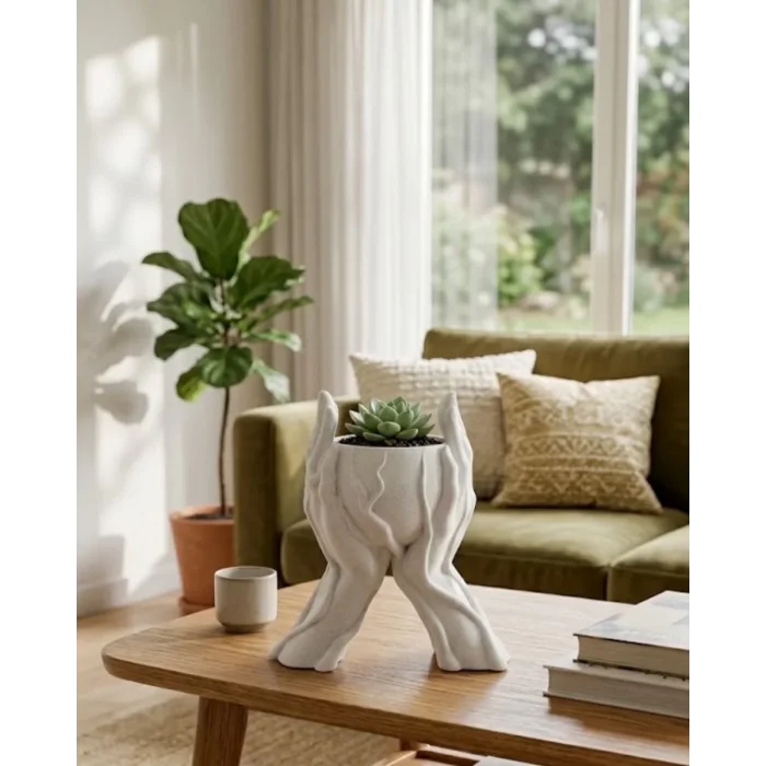 Dekoratif 3D El Tasarımlı Vazo Saksı Modern Ev Dekorasyon Aksesuarı