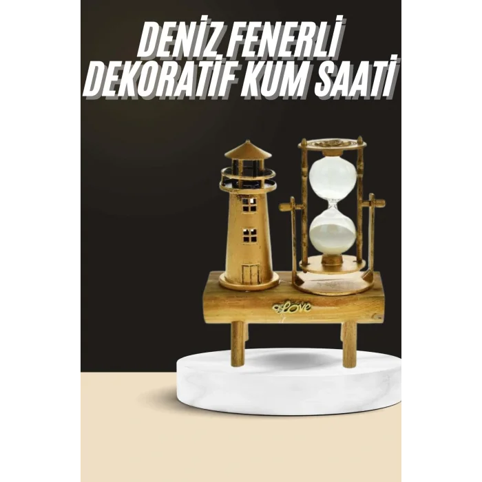 Dekoratif Kum Saati Deniz Feneri Retro Masa Hediyeli Eşya