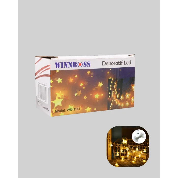 Dekoratif Yıldız Led Aydınlatma 20 Ledli 5 Metre Günışığı