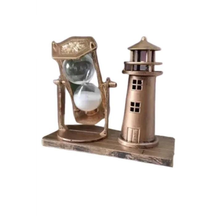 Deniz Feneri Kum Saati Ahşap Görünümlü Vintage Tarz Biblo