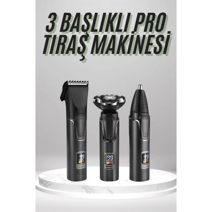 Dijital Göstergeli 3 Başlıklı Tıraş Makinesi Islak Kuru Lazer Öncesi Günlük