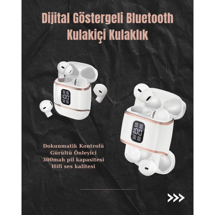 Dijital Göstergeli Bluetooth Kulakiçi Kulaklık – 4’lü Paket, Gürültü Engellemeli