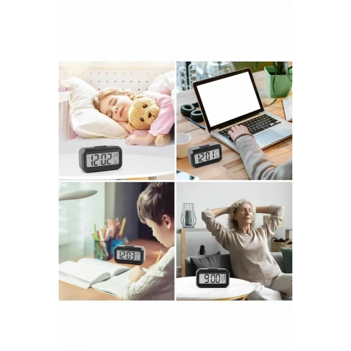 Dijital Işıklı Alarmlı Çalışma Masası Ekran Pilli Çalar Saat