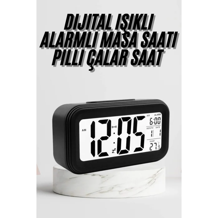 Dijital Masa Saati Termometre Takvim Led Ekran Pilli Ev Ofis Masası