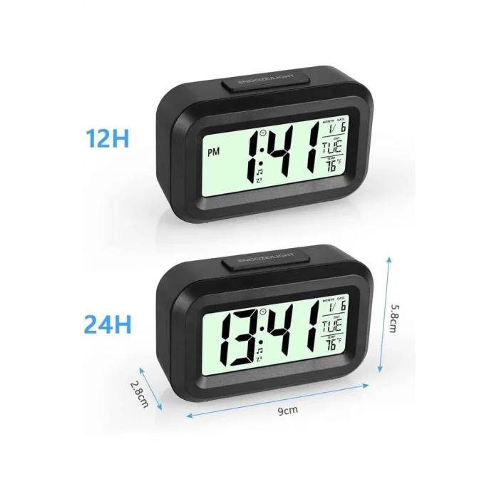 Dijital Masa Saati Termometreli Takvim Çalar Saat Led Ekran Pilli