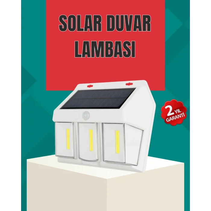 Dış Mekan Solar Duvar Lambası – 120° Hareket Algılama 3 Işık Modu