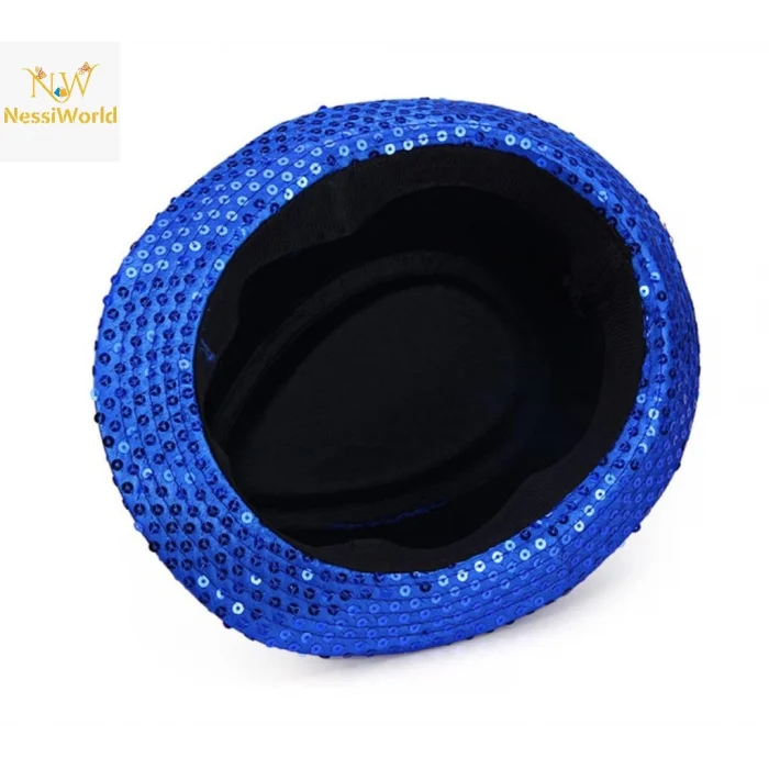 Disko Star Mavi Payetli Fötr Şapka Yetişkin Boy