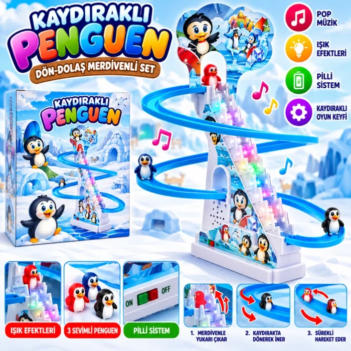 DMN2021-4 KAYDIRAKLI DÖN-DOLAŞ MERDİVENLİ PENGUEN SETİ