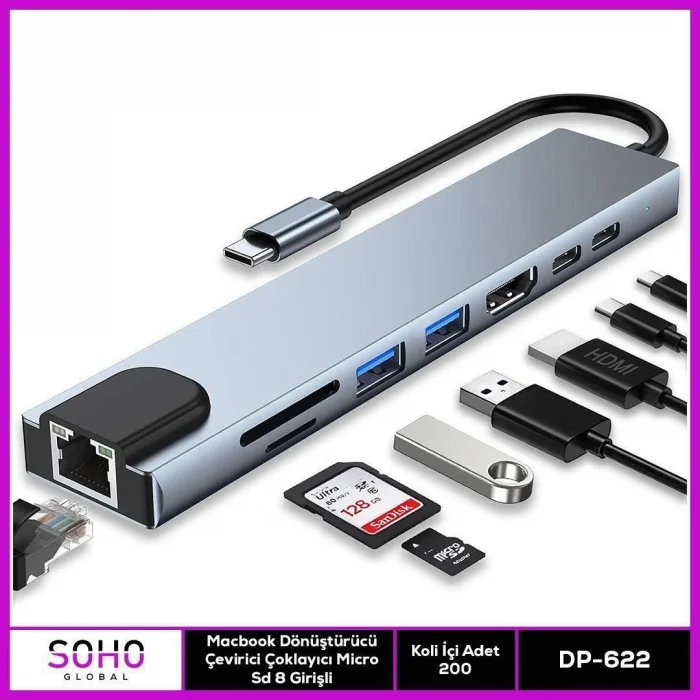 Dönüştürücü Çevirici Çoklayıcı Micro Sd 8 Girişli