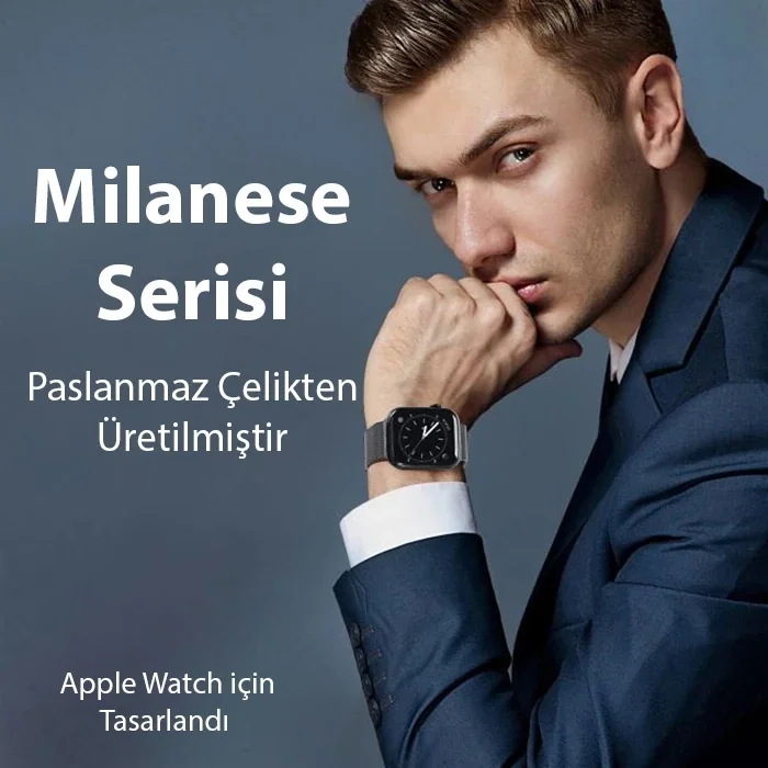 Dux Ducis Apple Watch 38/40/41MM için Milanese Premium Milano Loop Kayış Kordon-(5775)