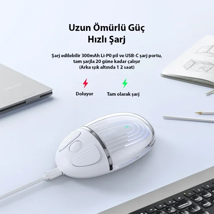 Dux Ducis CM Series Kablosuz Bluetooth 2.4GHz Şeffaf Mouse-(5775)