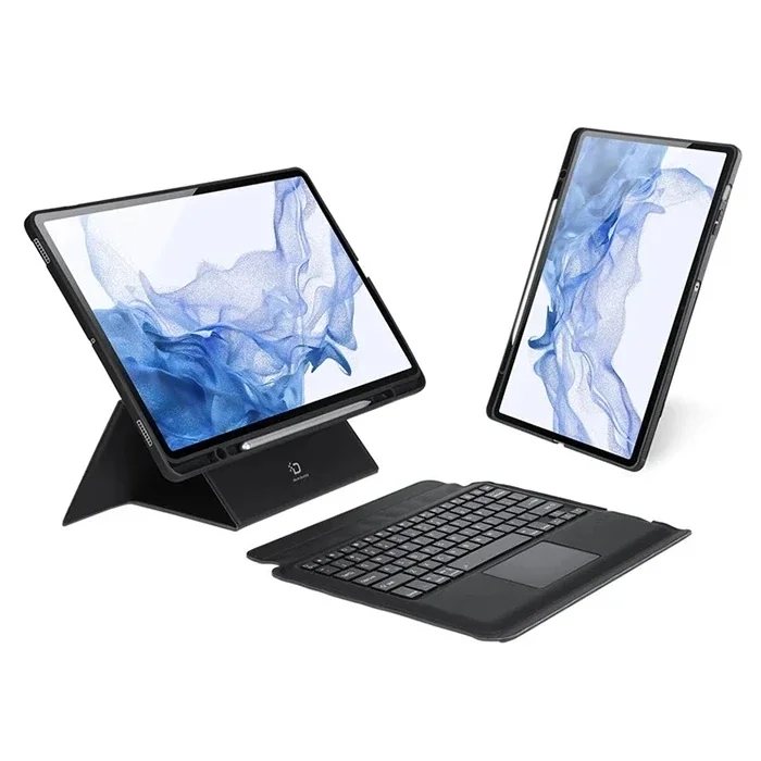 DUX DUCIS Galaxy Tab S8+ / S7+ / S7 FE İçin Ayrılabilir Bluetooth Klavye Touchpad PU Deri Kılıf-(5775)