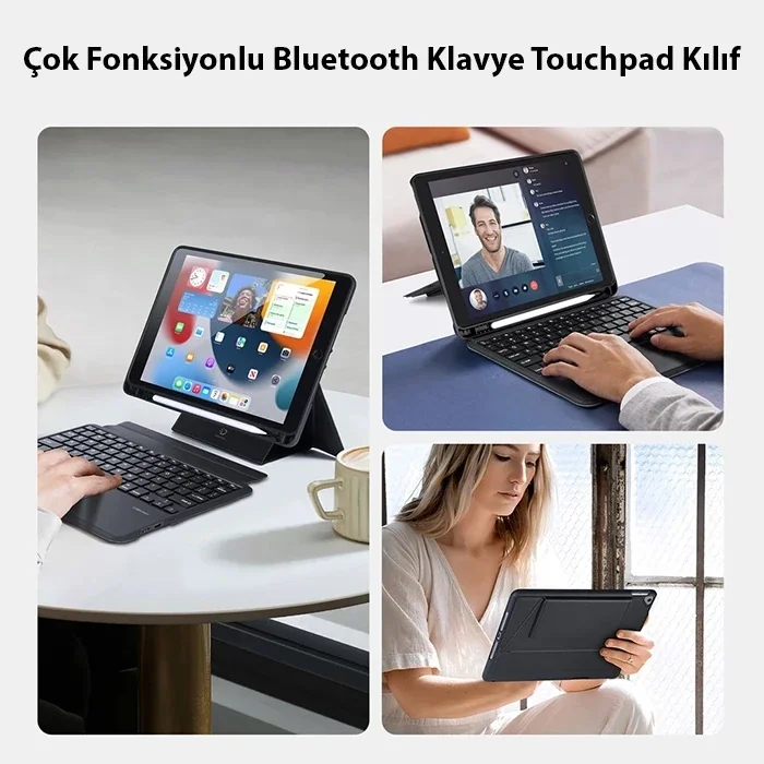 Dux Ducis iPad 7- 8-9 10.2  iPad Air3- iPad Pro 10.5(2017) DK Series Kablosuz Bluetooth Klavye-(5775)