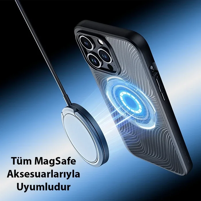 Dux Ducis iPhone 15 Pro Aimo Series MagSafe Premium Buzlu Sert PC-TPU Kılıf-(5775)
